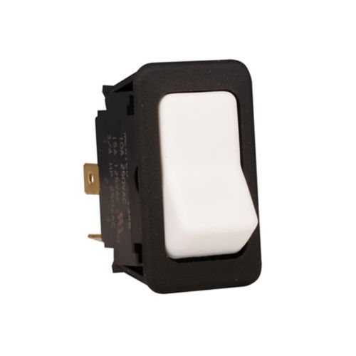 Eaton 8006K23N1M1 EURO SR STD Size Euro-Style Rocker Switches, Non-sealed, Circuit position: 2.3-NONE-OFF, White rocker, Two-face, 15A at 125V, 10A at 250V, 15A at 28V, 0.250 in spade terminal, Snap-in mounting, Single-pole, Single-throw, Matte