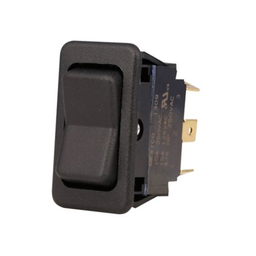 Eaton 8006K32N1V2 EURO SR STD Size Euro-Style Rocker Switches, Sealed, Momentary up/down position contacts, 2.3-OFF-2.1, Two-face, 15A at 125V, 10A at 250V, 15A at 28V, 0.250 in spade terminal, Snap-in mounting, Single-pole, Double-throw, Matte