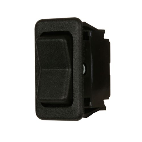 Eaton 8006K35N1V2 Euro-Style Rocker Switches, 2-face, Sealed, CP: 2.3-NONE-OFF, Non-illuminated, Snap-in, 1-P, 1-T, 10A at 250 Vac, 15A at 125 Vac, 15A at 28 Vdc, 0.250-inch spade term, Blue lens, Black frame, Clear lamp color, Black rocker, Matte