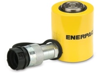 Enerpac RCS-101 low-height single-acting hydraulic cylinder delivers 11.2 ton capacity with 1.50 in stroke at 10,000 psi (700 bar). Compact pancake de