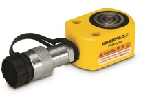 Enerpac RSM-100 low-height single-acting hydraulic cylinder delivers 10 ton capacity at 10,000 psi operating pressure. Compact pancake-style design wi
