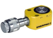 Enerpac RSM-50 low-height single-acting hydraulic cylinder, 5 ton capacity, 10,000 psi operating pressure. Compact pancake-style design with spring re