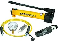 Enerpac STN-2432H NC2432 nut cutter set includes a P392 two-speed hand pump for 10,000 psi operation. The cutter head splits nuts up to 2-3/8 in acros