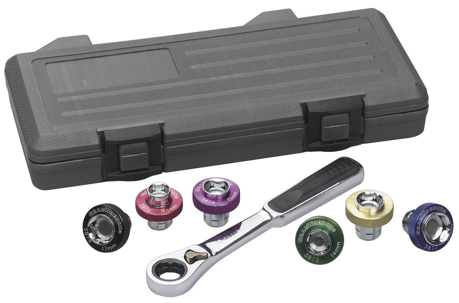 7 Piece 3/8" Drive 6 Point Magnetic Oil Drain Plug Metric Socket Set
