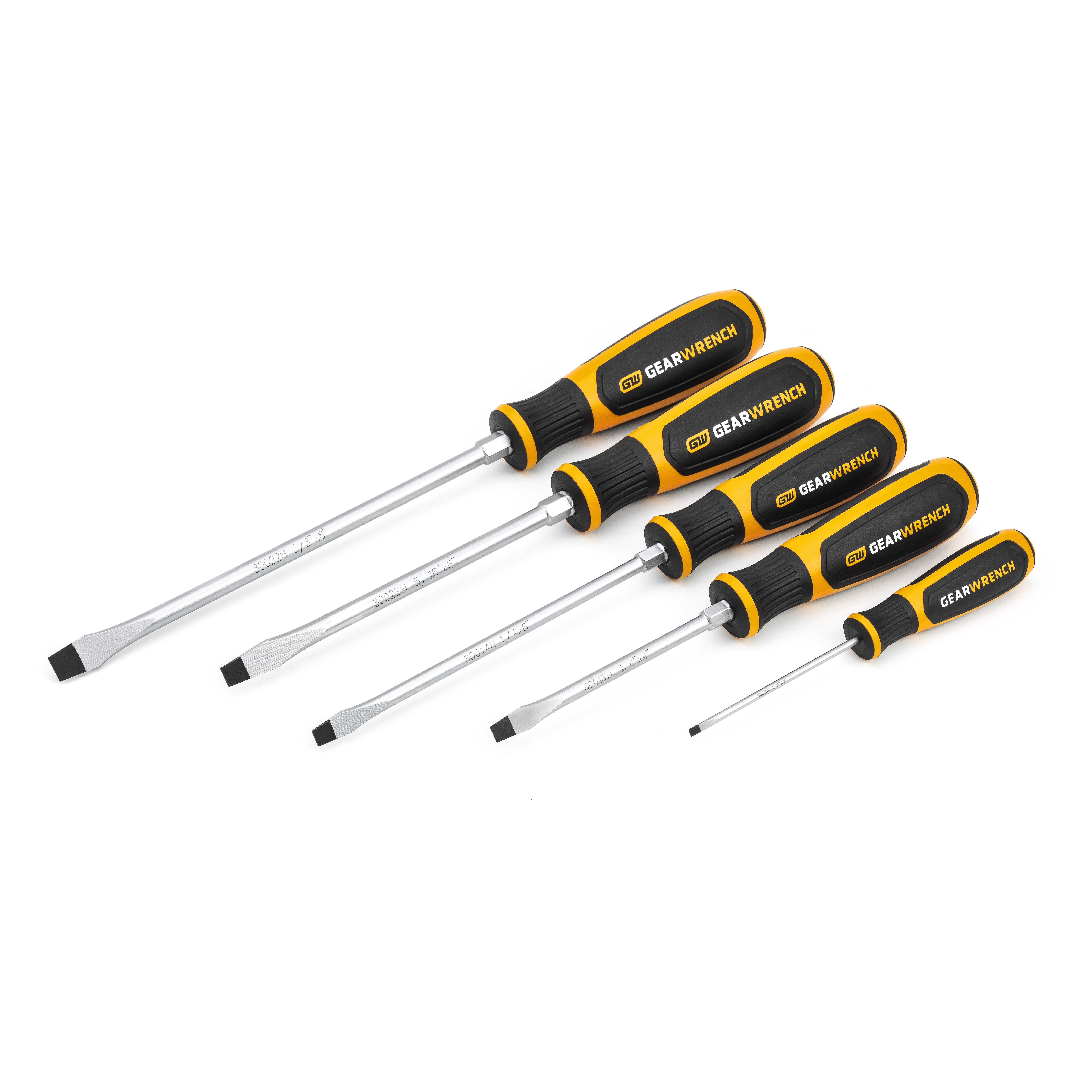 GEARWRENCH 5 Piece Slotted/Cabinet Dual Material Screwdriver Set