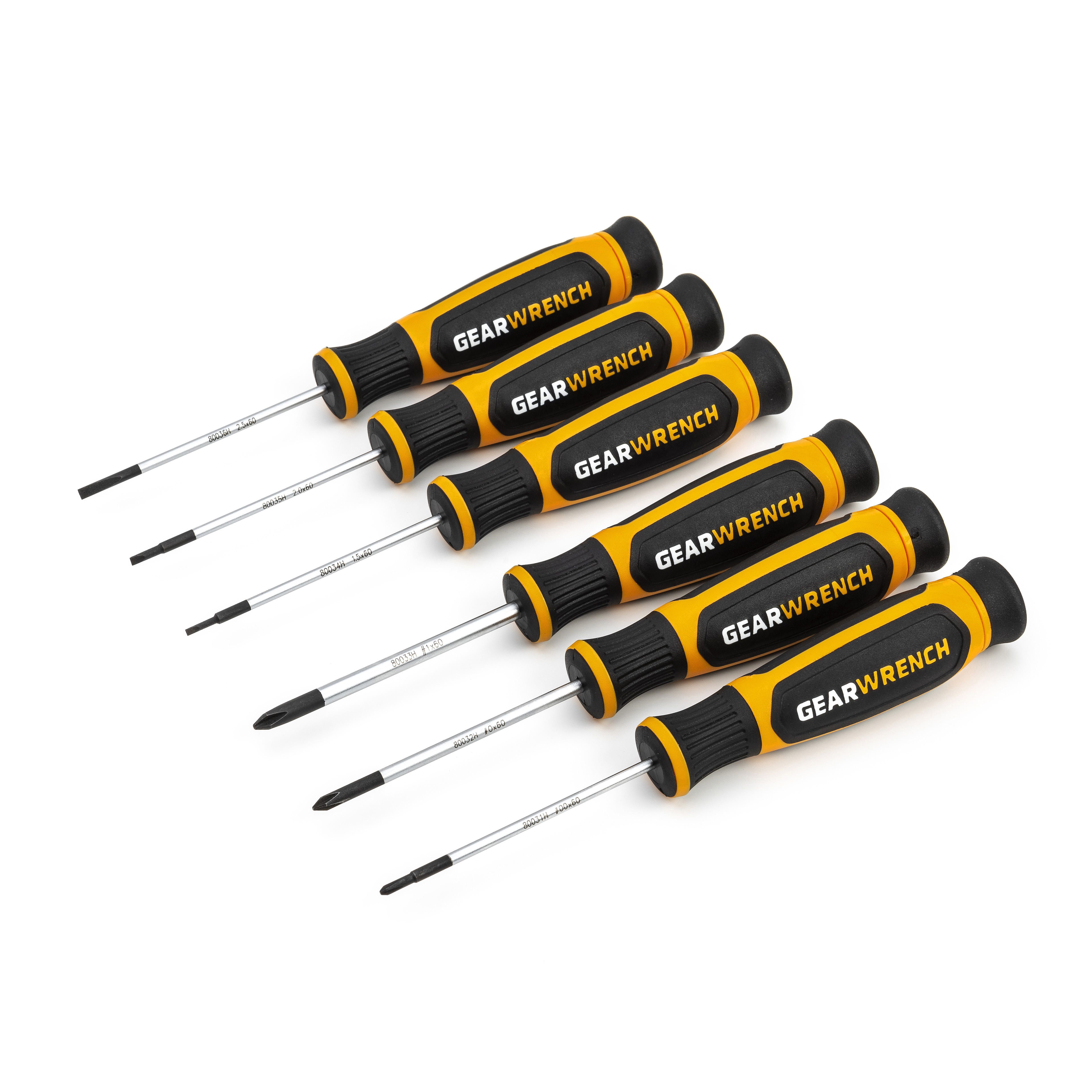 GEARWRENCH 6 Piece Phillips®/Slotted Mini Dual Material Screwdriver Set