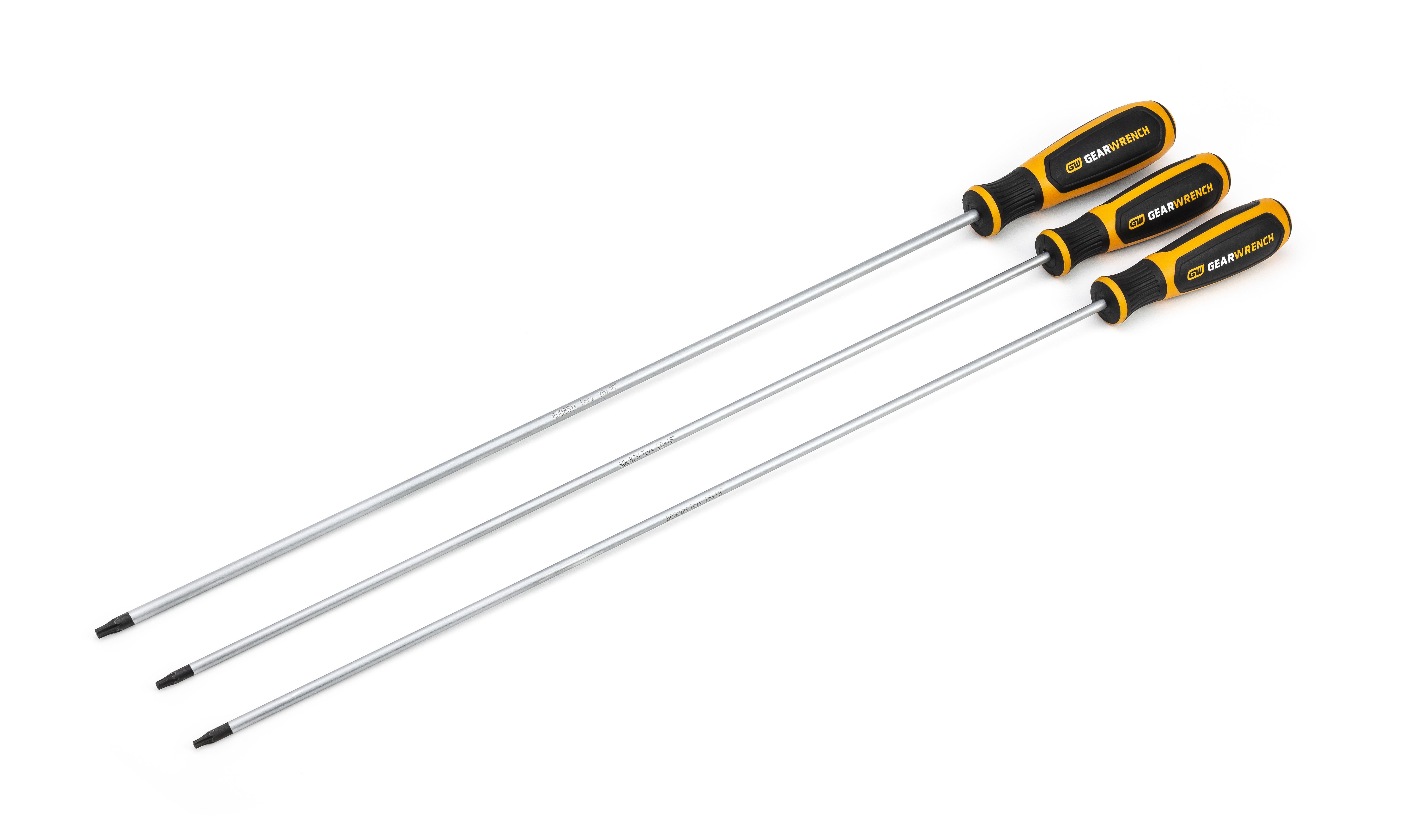 3 Piece Extra Long Torx® Dual Material Screwdriver Set