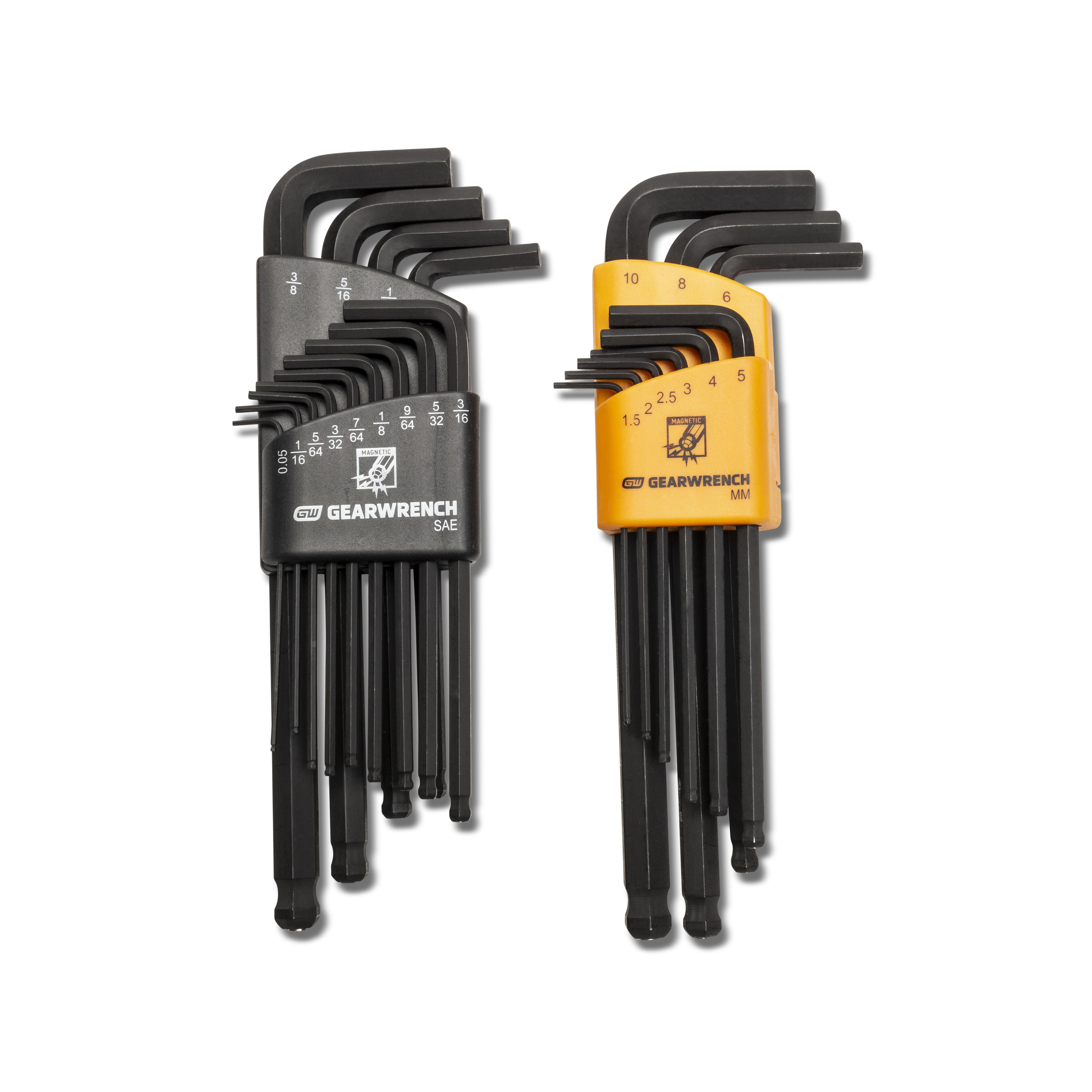 GEARWRENCH 22 Piece SAE/Metric Magnetic Ball End Long Arm Hex Key Set