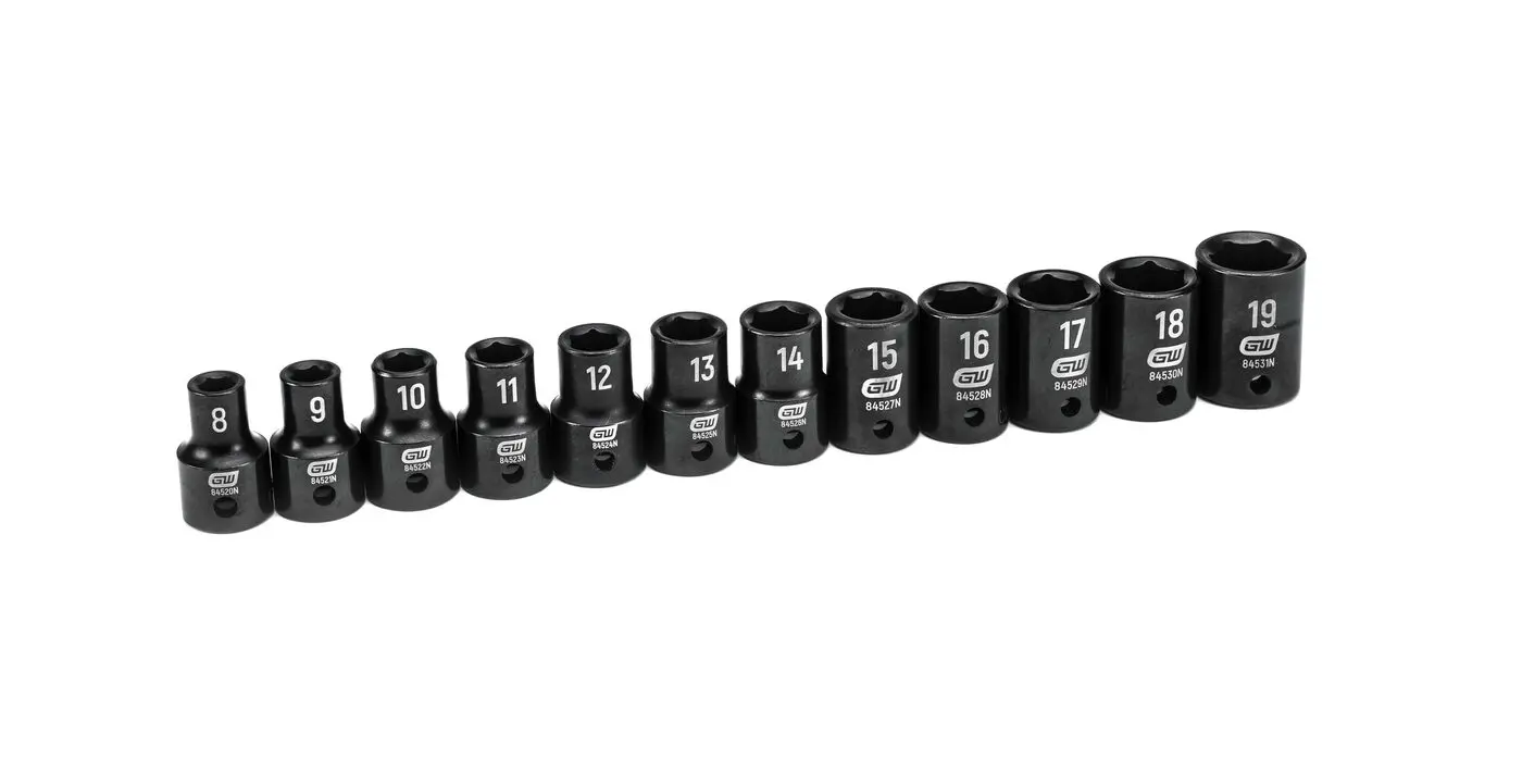 GEARWRENCH 12 Piece 1/2" Drive 6 Point Standard Impact Metric Socket Set