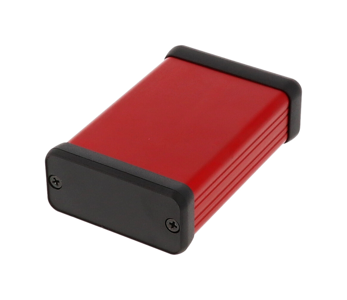 Hammond Manufacturing red extruded aluminum enclosure with plastic end panels (1455C802RD)