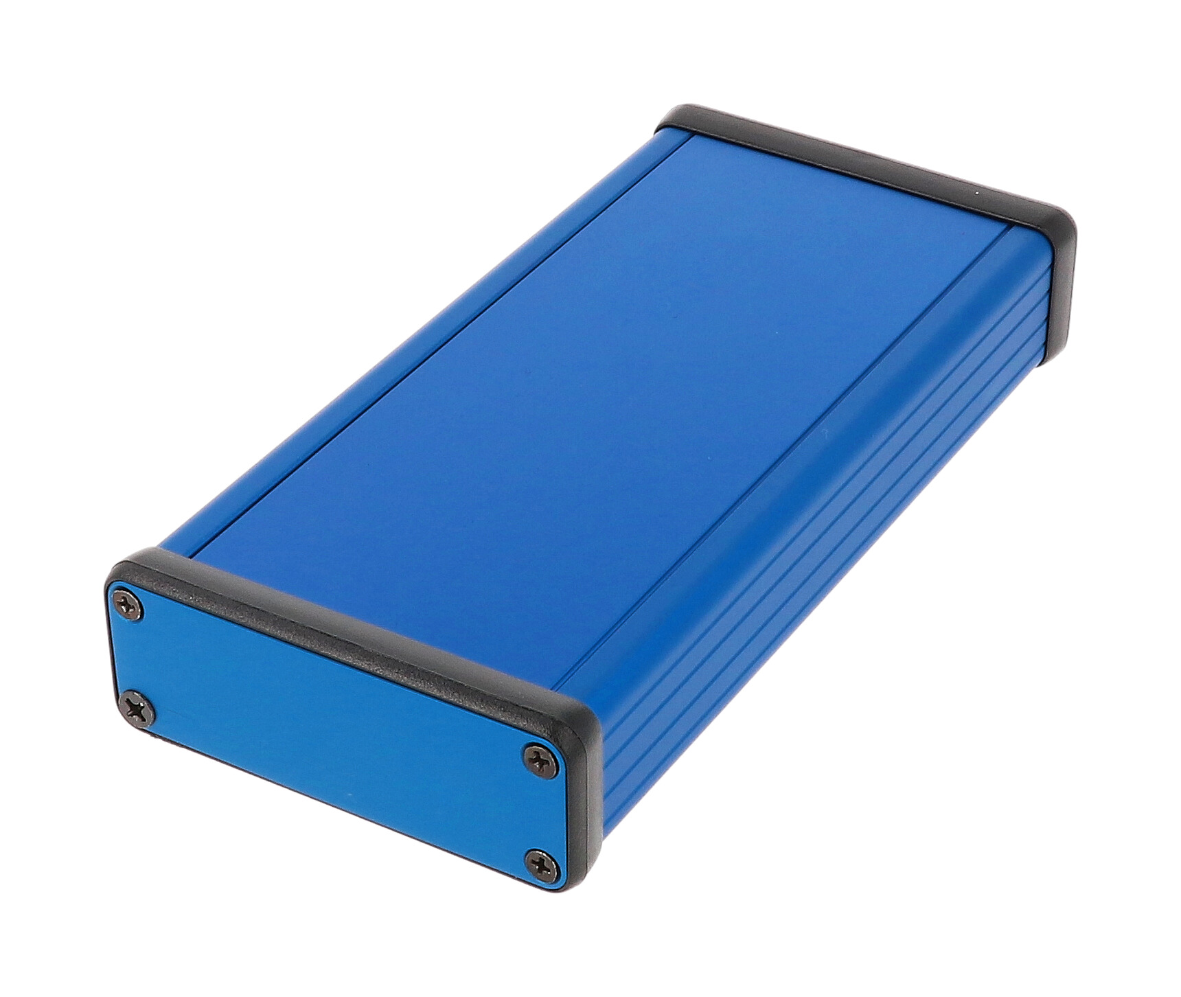 Hammond Manufacturing blue extruded aluminum enclosure w/ metal end panels (1455J1601BU)