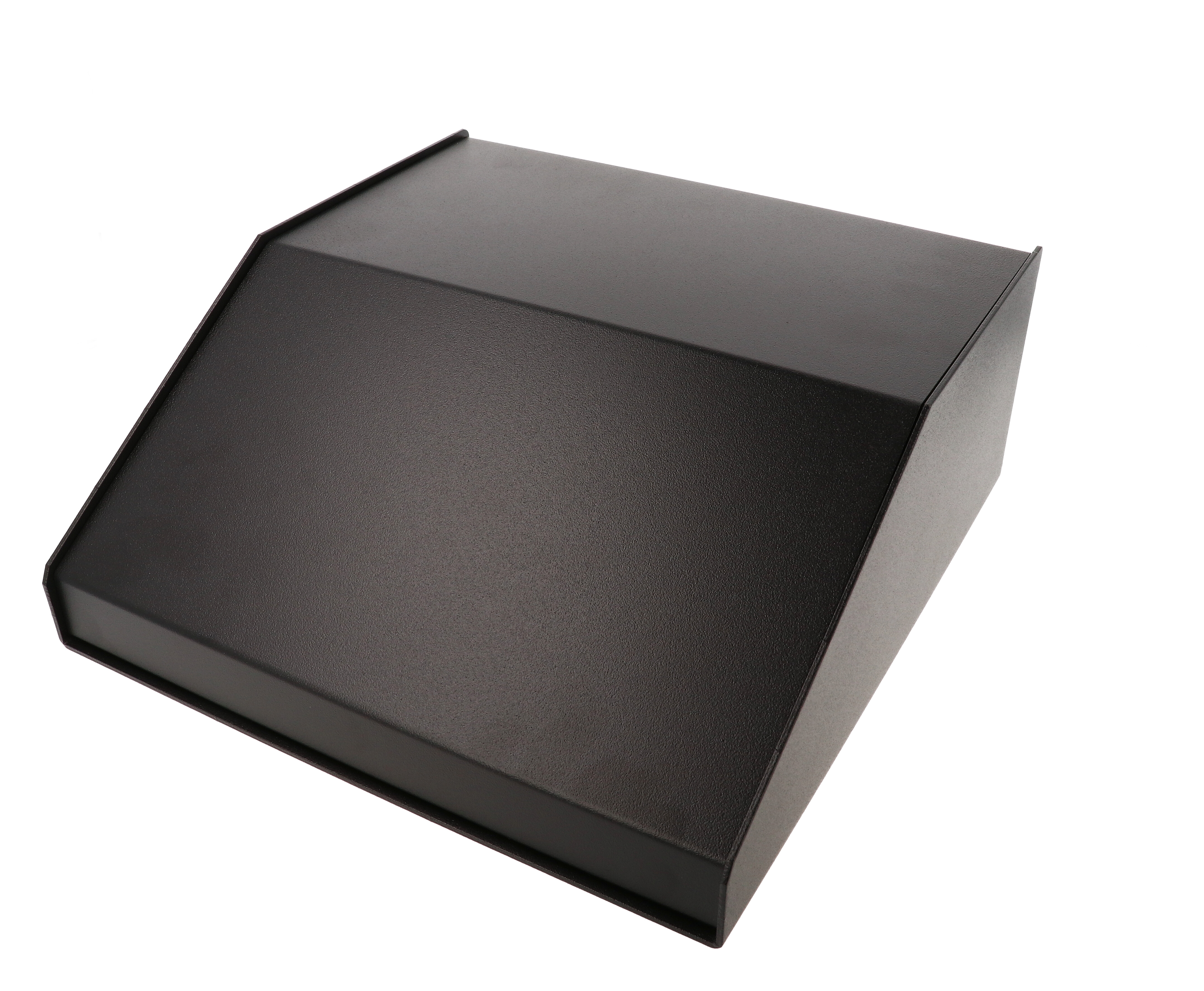 Hammond Manufacturing sloped metal console; 30 degree; black top; black case (1456KK4BKBK)