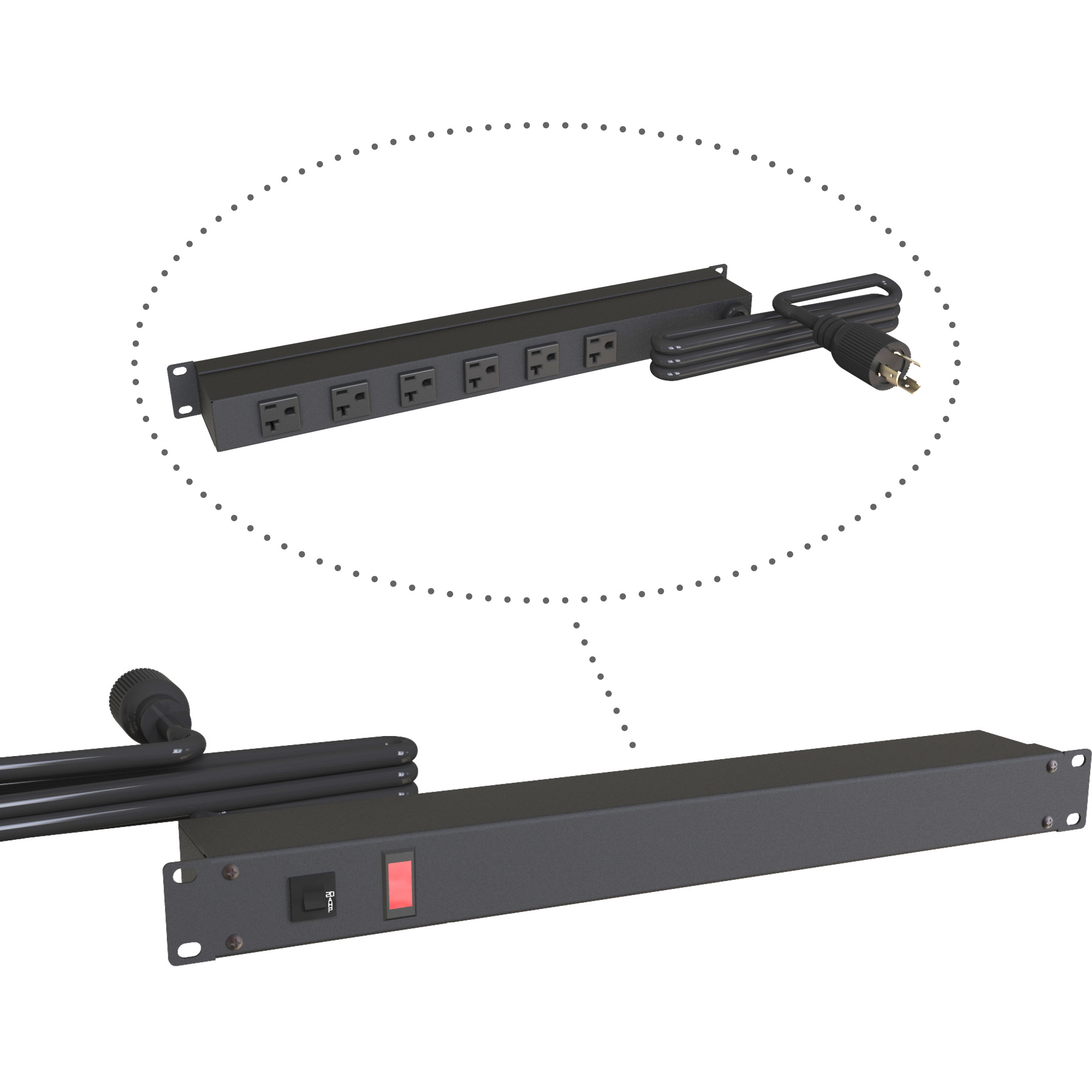 Hammond Manufacturing 20A RACK MOUNT, 6 REC ON REAR