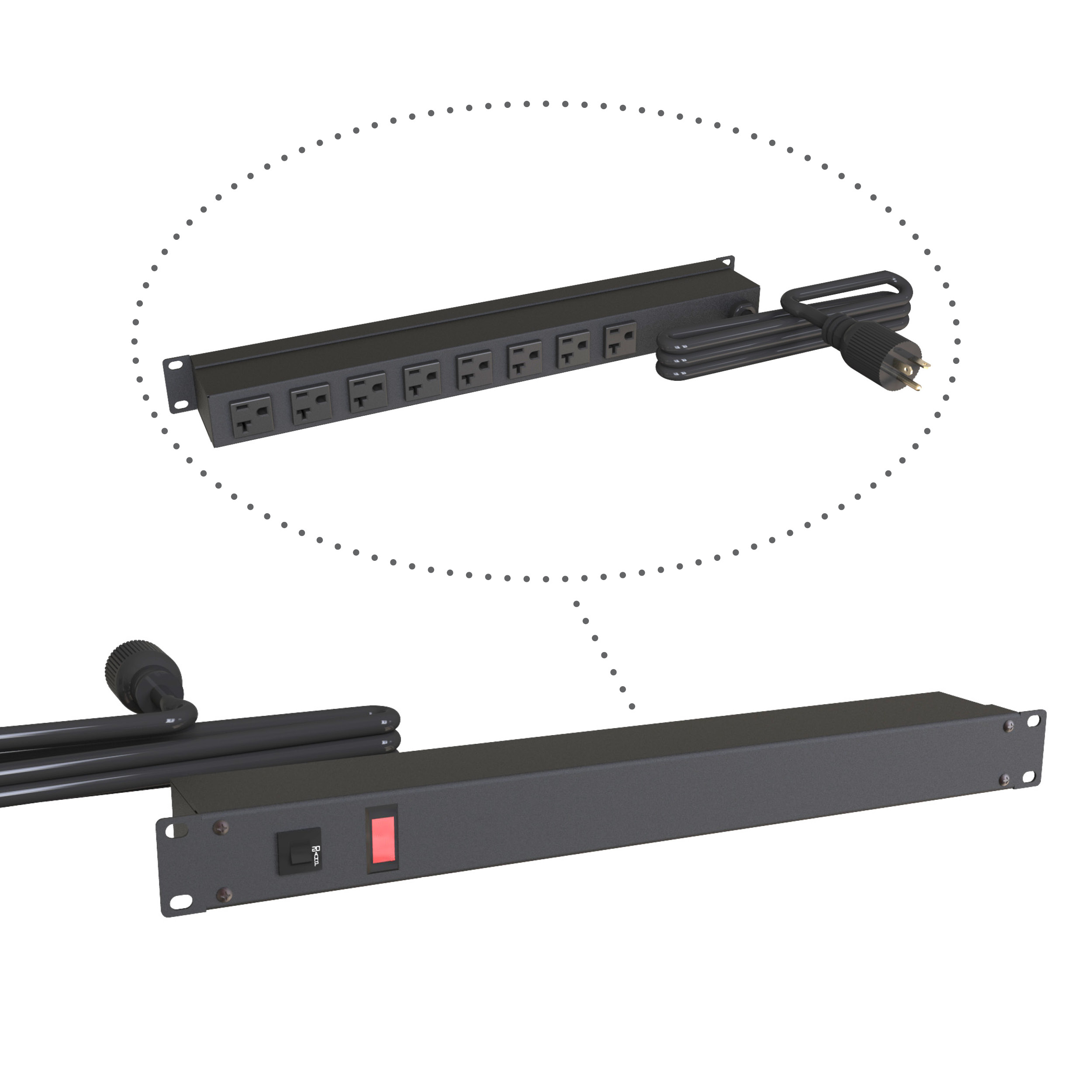 Hammond Manufacturing 20A RACKMOUNT, 8 REC ON REAR