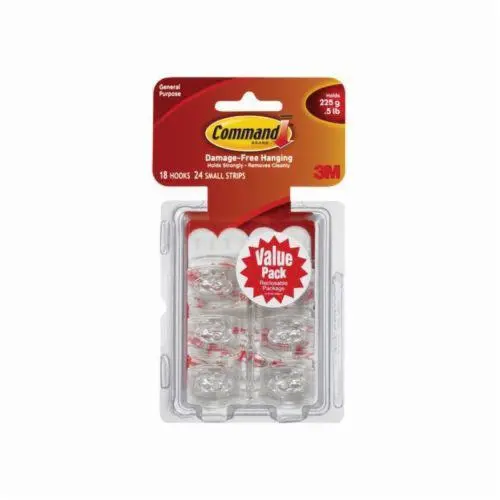 Command 7100089631 17006 Adhesive Hook, Mini, 225 g Capacity, Plastic