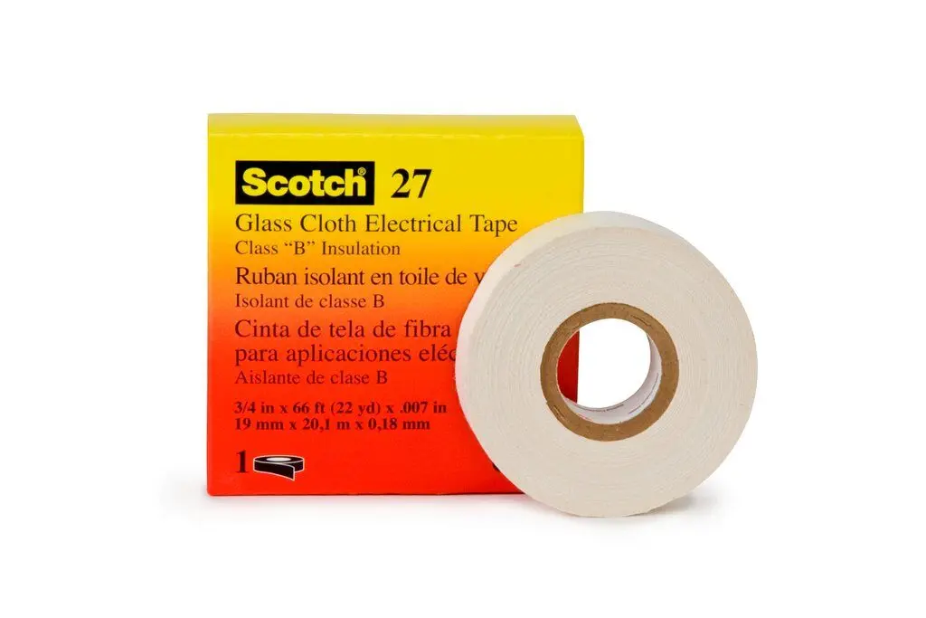 3M 7000005815 Tape, 22 yd L 0.75 in W, 7 mil THK, Rubber Adhesive, Glass Cloth Backing, White