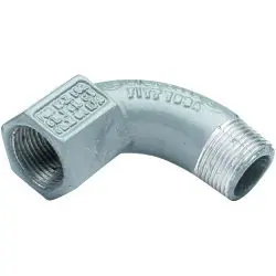 Killark BL-90-2 BL Series Male/Female Conduit Elbow, 3/4 in Trade, 90 deg, Aluminum, Electro-Static Powder Coated