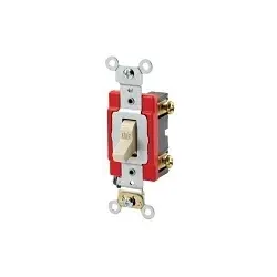 Leviton 1222-2I Self-Grounding AC Quiet Toggle Switch, 120/277 V AC, 20 A, 800 W, 1000 VA Power Rating