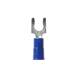 Scotchlok 7010349683 MVU14-10FLK Locking Fork Terminal, 16 to 14 AWG Conductor, 0.88 in L, Butted Seam Barrel, Vinyl