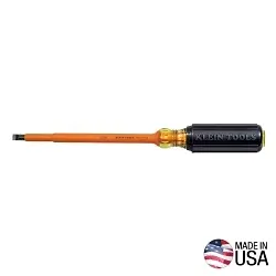 Klein 602-7-INS Screwdriver, 5/16 in Cabinet Point, Steel Shank, 12-3/8 in OAL, Plastic Handle, Black Oxide, ASTM F1505