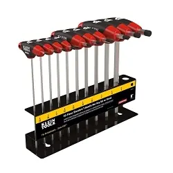 Klein Journeyman™ JTH610E Hex Key Set, 10 Pieces, 3/32 to 3/8 in Hex, T-Handle Handle, Steel