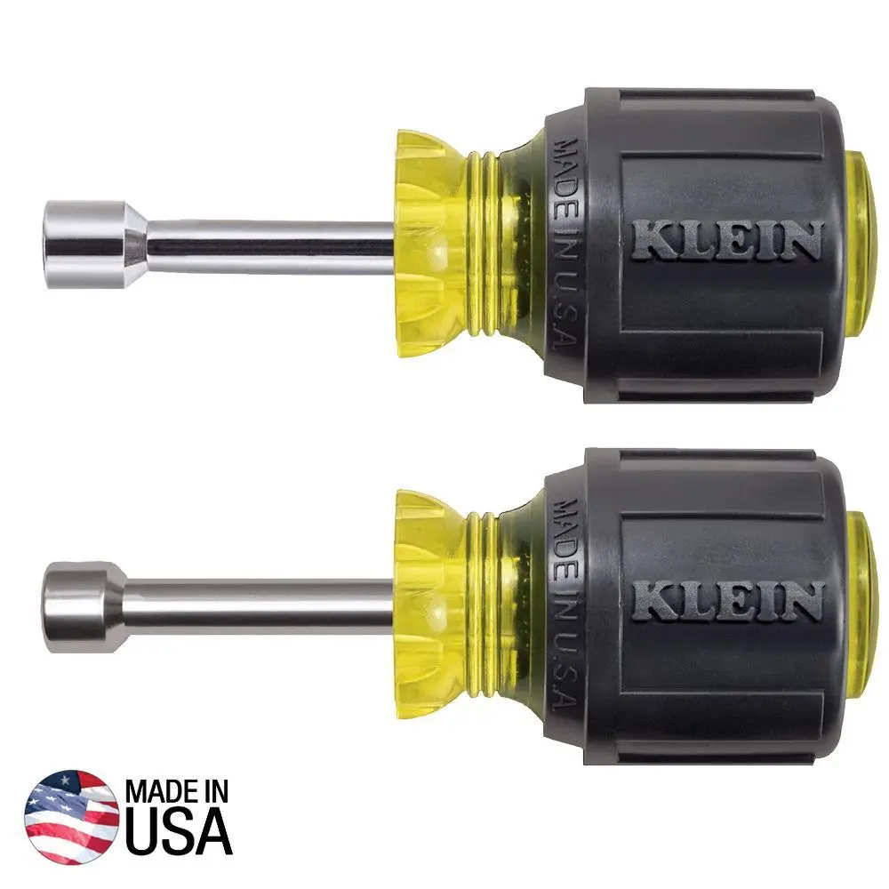 Klein 630-8MM Standard Length Nut Driver, 8 mm, Hollow Shank, Cushion Grip Handle