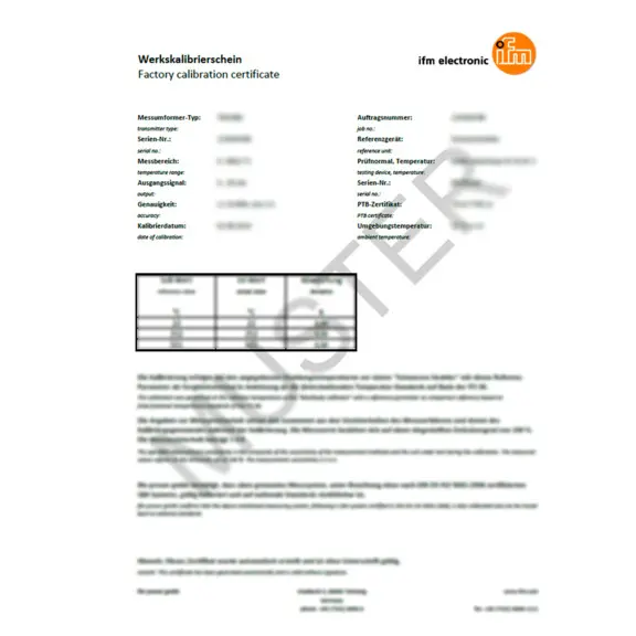 IFM ISO calibration certificate for conductivity sensors (initial calibration) - ZC0111
