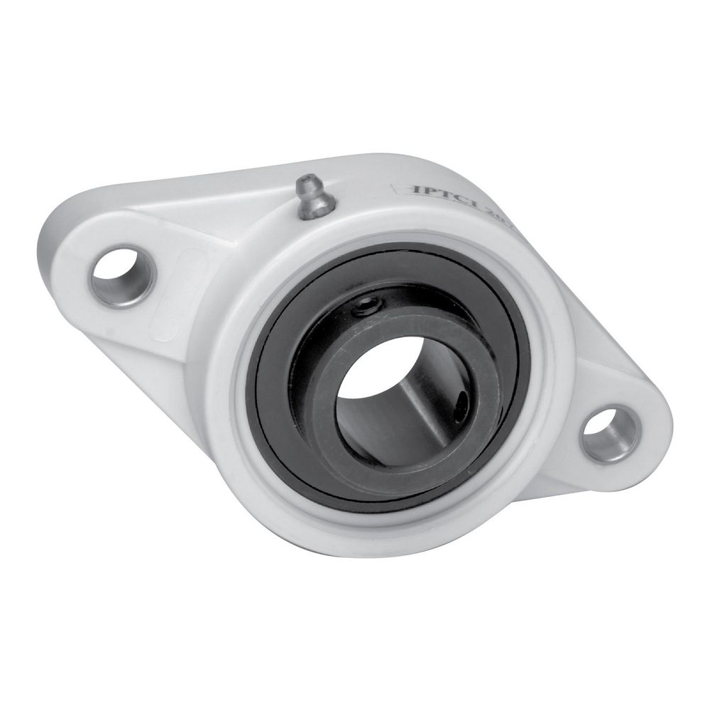 IPTCI 2-Bolt Flange Ball Bearing Mounted Unit, 0.50 in Bore, Thermoplastic Housing, Black Oxide Insert, Set Screw Locking, Lubed for Life