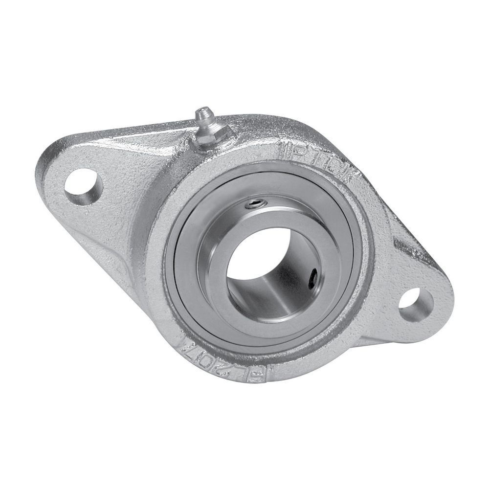 IPTCI 2-Bolt Flange Ball Bearing Mounted Unit, 1.50 in Bore, Nickel Plated Housing, Hard Chrome Coated Steel Insert, Set Screw Locking CUCNPFL208-24