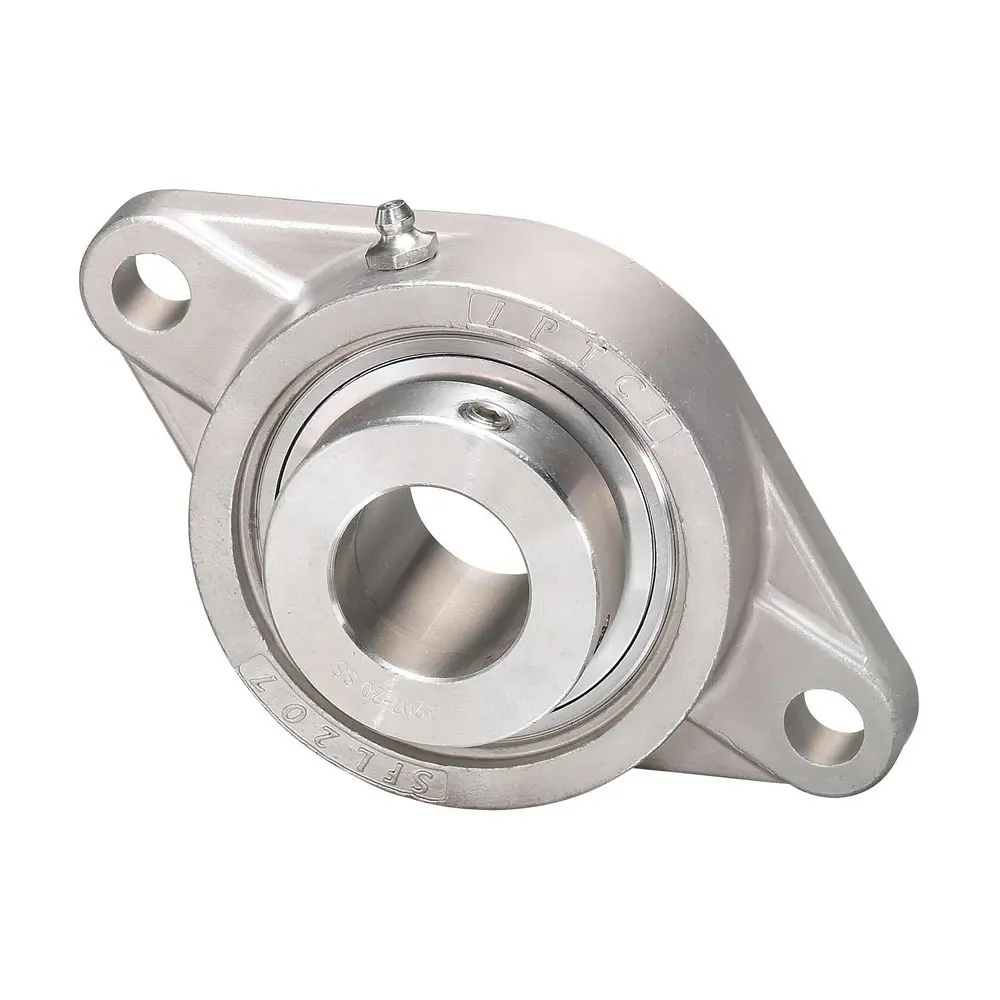 IPTCI 2-Bolt Flange Ball Bearing Mounted Unit, 40 mm Bore, Stainless Steel Housing, Stainless Steel Insert, Eccentric Collar Locking SNASFL208-40MM