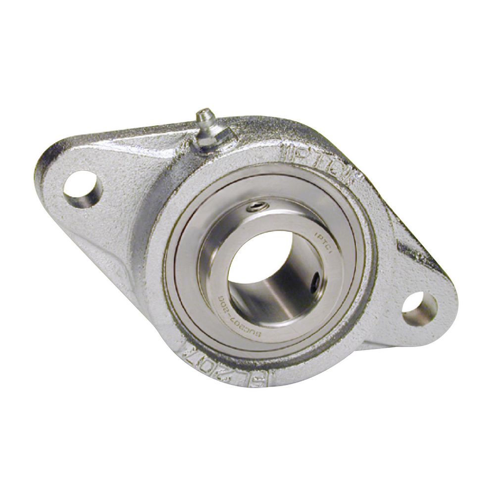 IPTCI 2-Bolt Flange Ball Bearing Mounted Unit, 0.625 in Bore, Nickel Plated Housing, Stainless Steel Insert, Set Screw Locking