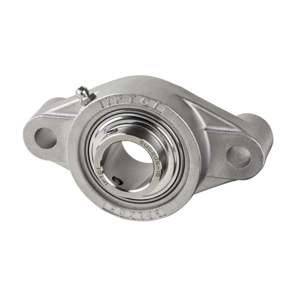 IPTCI 2-Bolt Flange Ball Bearing Mounted Unit, 0.625 in Bore, Stainless Steel Housing, Stainless Steel Insert, Set Screw Locking, STAND-OFF