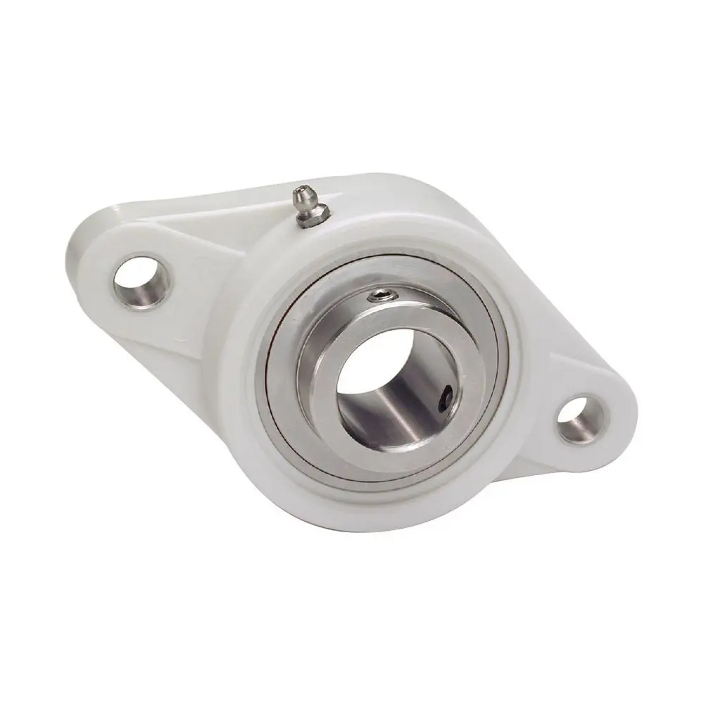 IPTCI 2-Bolt Flange Ball Bearing Mounted Unit, 40 mm Bore, Thermoplastic Housing, Stainless Steel Insert, Set Screw Locking SUCTFL208-40MM