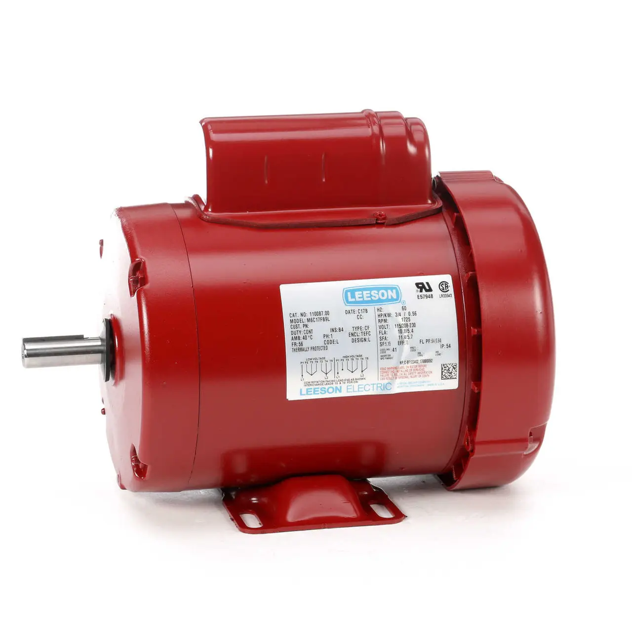 110087.00 Leeson |  3/4 hp 1725 RPM 56 Frame TEFC (Farm Duty) 115/208-230 volts
