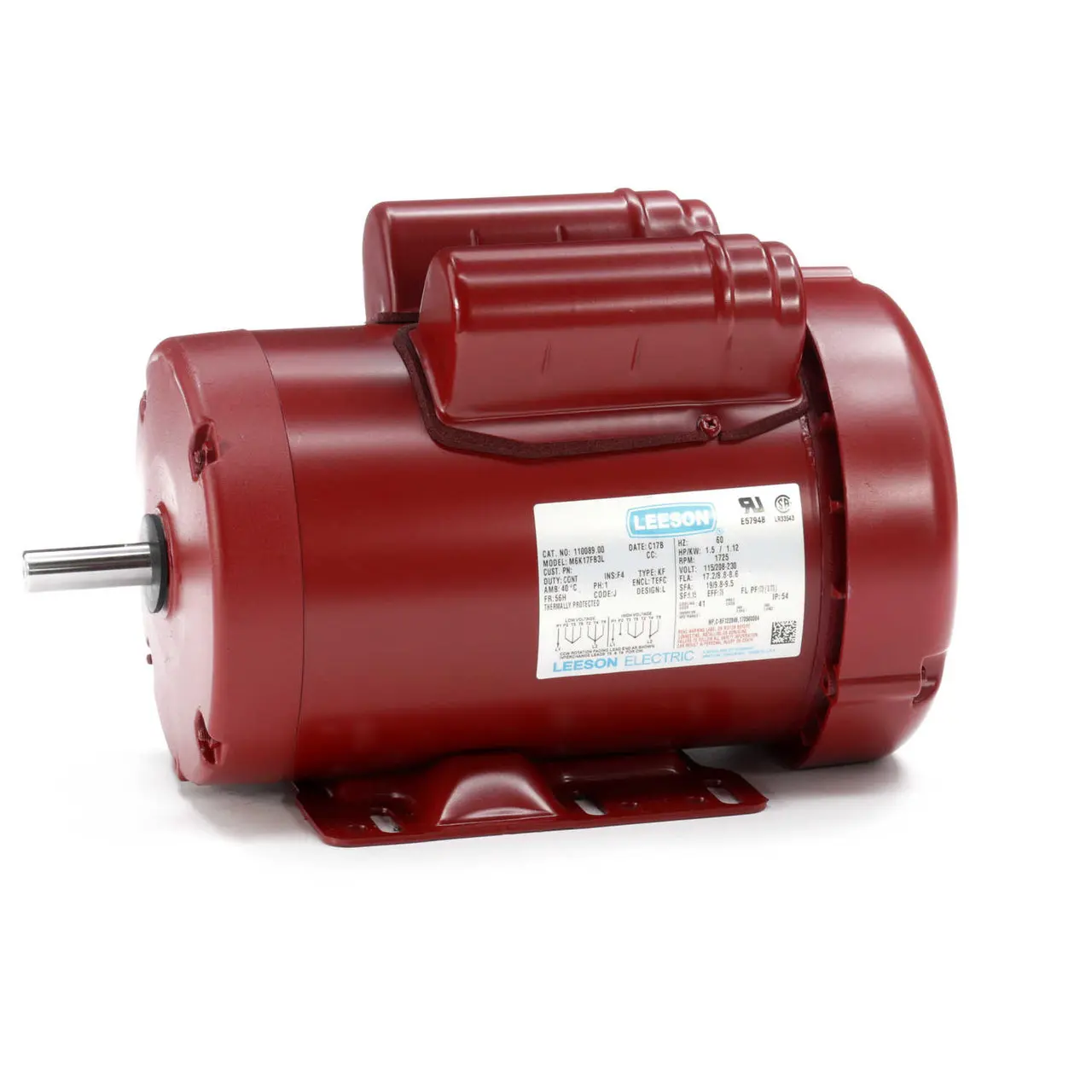 110089.00 Leeson |  1.5 hp 1725 RPM 56 Frame TEFC (Farm Duty) 115/208-230 volts