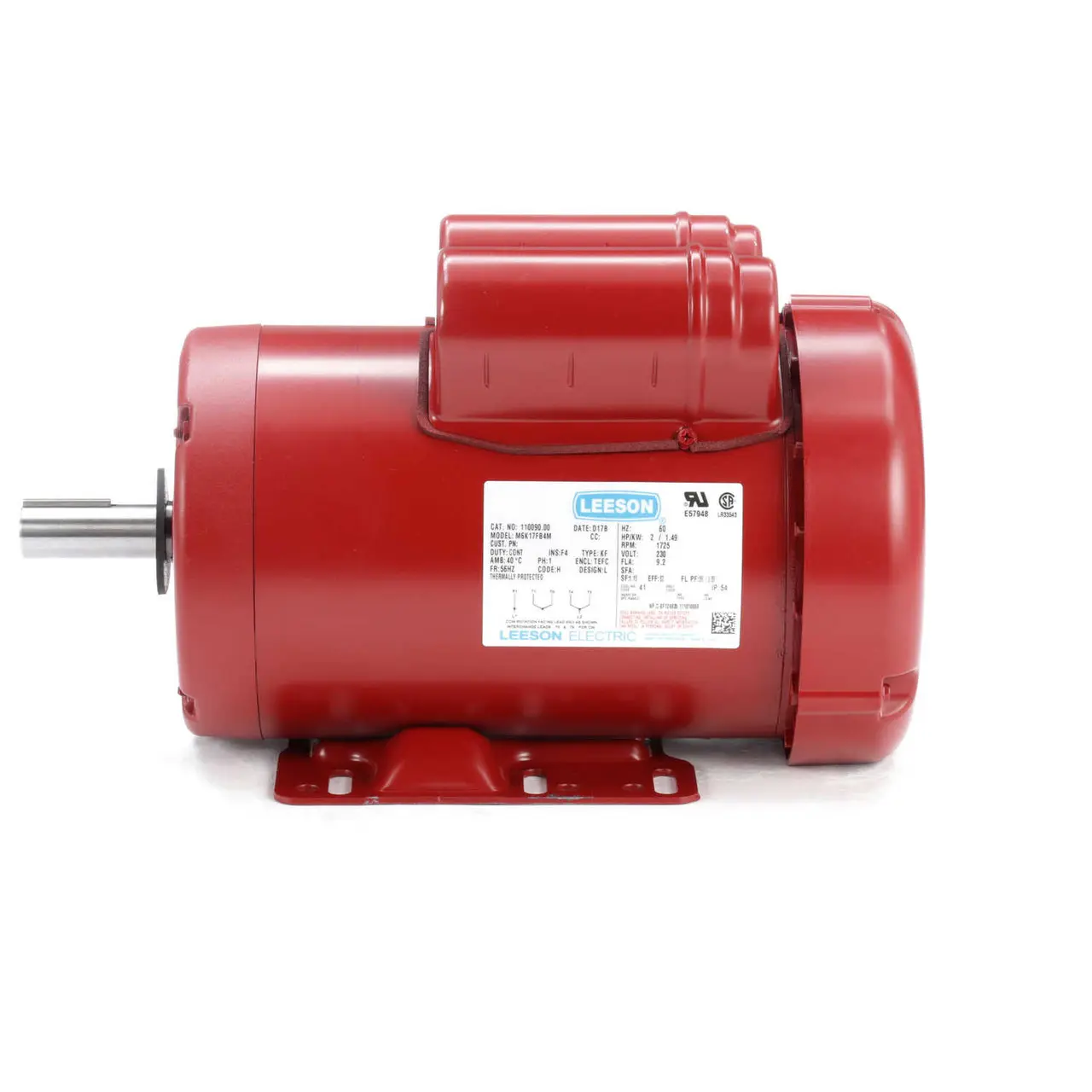 110090.00 Leeson |  2 hp 1725 RPM 56HZ Frame TEFC (Farm Duty) 230 volts