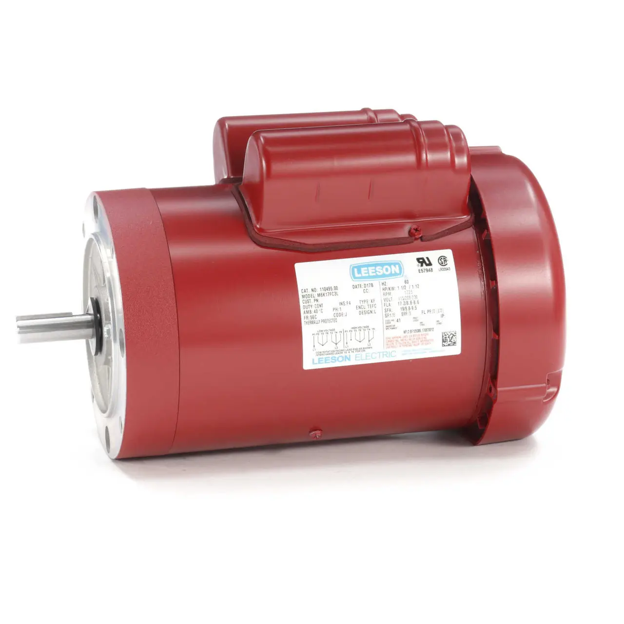 110495.00 Leeson |  1.5 HP 1725 RPM 56C Frame (Farm Duty) 115/230 Volts