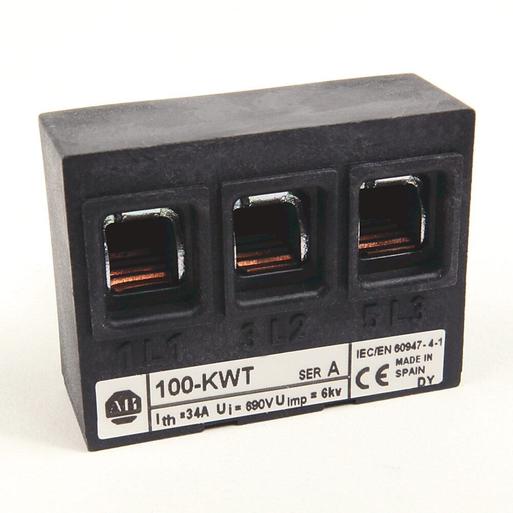 Allen-Bradley 100-KWT Feeder Terminal,32 A,For 100 K Contactors,For Supply of 100 KW Compact Bus Bars