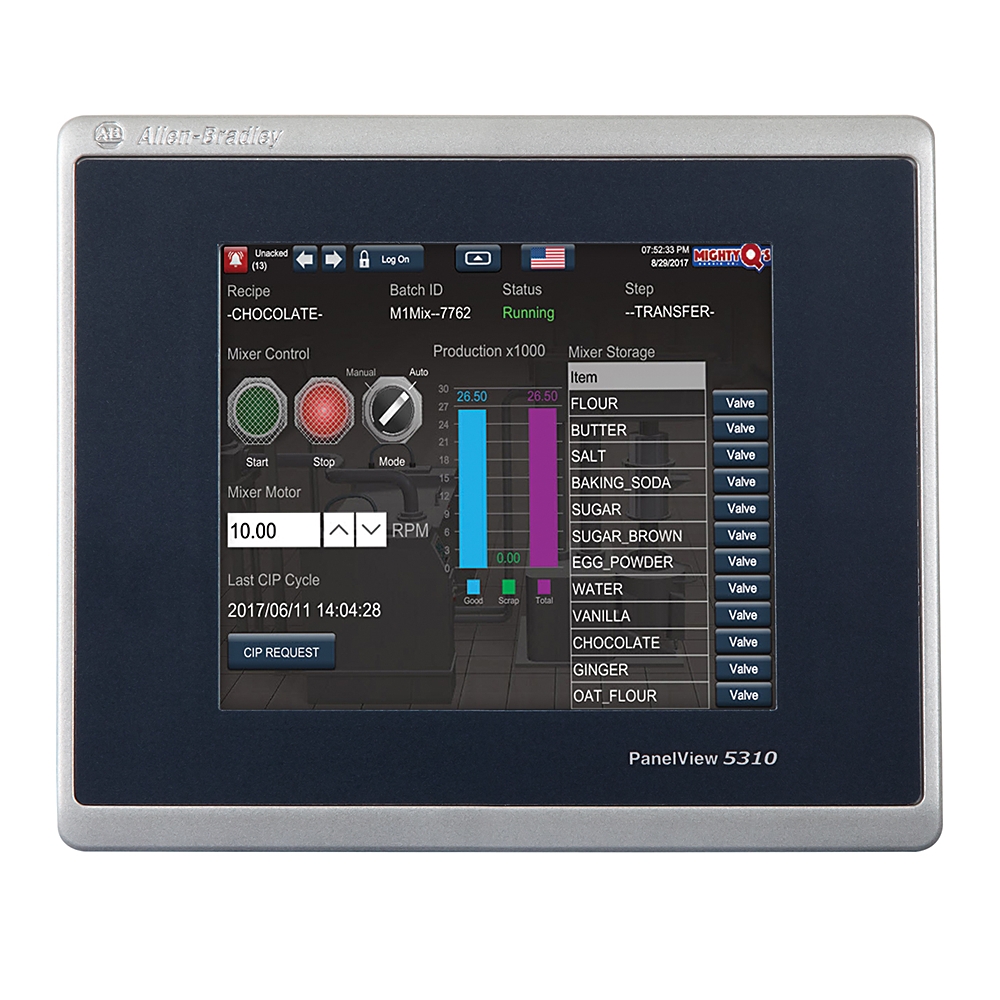 Allen-Bradley 2713P-T6CD1 Graphic Terminal,PanelView 5310,6 in. Display, TFT Color,Touch Screen,Single Ethernet,18 30 V DC