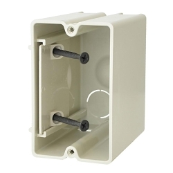 Allied Moulded SB-1 SLIDERBOX® SB-1 Adjustable Non-Conductive Non-Metallic Switch/Receptacle Box With Knockouts, PVC, 23 cu-in Capacity, 1 Gangs, 2 Outlets, 4 Knockouts, 3-3/4 in H x 2-5/16 in W x 3-9/16 in D