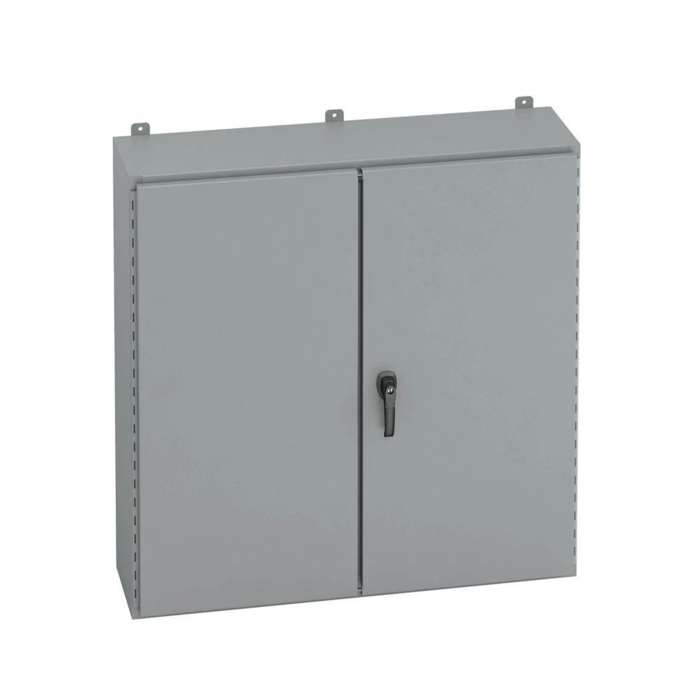 B-Line 484812-12D 2-Door Electrical Enclosure, 48 in W x 12 in D x 48 in H, NEMA 12/IP65 NEMA Rating, Carbon Steel