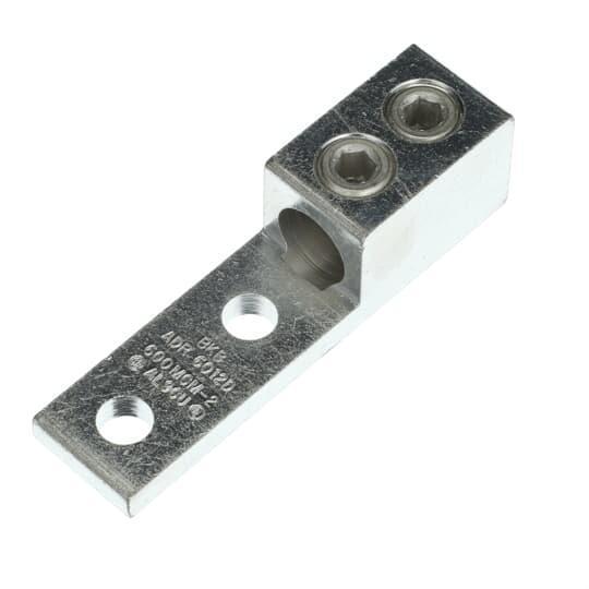 Blackburn ADR60-12D Type ADR-ALCUL Dual Rated Mechanical Connector, 2 AWG to 600 kcmil Aluminum/Stranded Copper Conductor, 1/2 in Stud, 2 Bolt Holes, Aluminum