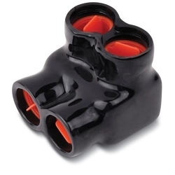 Blackburn AMTS50046 6-Port Same Sided Insulated Multi-Port Connector, 4 AWG to 500 kcmil Aluminum/Copper Conductor, 3/8 in Hex Screw Installation, Aluminum