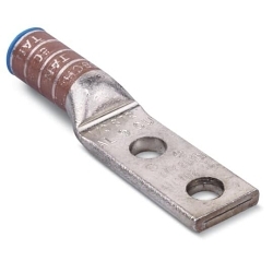 Blackburn ATL102 Color-Keyed® ATL102 2-Hole Compression Lug, 1/0 AWG Stranded Aluminum Conductor, 1/2 in Stud, Aluminum