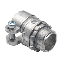 Bridgeport 407-DC2 Squeeze Conduit Connector, 1/2 in Trade, 0.86 to 0.92 in Cable Openings, For Use With Flexible Metal Conduit and Armored Cable, Die Cast Zinc, Ball Burnished/Mirror Smooth