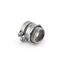 Bridgeport 414-DC2 Squeeze Conduit Connector, 1-1/2 in Trade, For Use With Flexible Metal Conduit and Armored Cable, Die Cast Zinc, Ball Burnished/Mirror Smooth