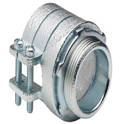 Bridgeport 414-I Insulated Throat Squeeze Conduit Connector, 1-1/2 in Trade, For Use With Flexible Metal Conduit, Malleable Iron, Electro-Plated Zinc