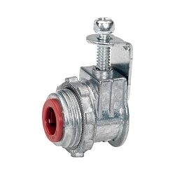 Bridgeport 560-DCI2 Insulated Throat Conduit Connector, 3/8 in Trade, 0.44 to 0.61 in Cable Openings, For Use With 12/2 to 10/4 AWG AC/MC/MCIA/FMC/HCF/HCFMCI-A Cable, Die-Cast Zinc, Ball Burnished/Mirror Smooth/Electro-Plated Zinc