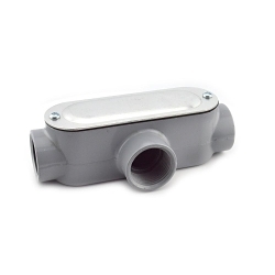 Bridgeport T-43CG 5 Series Type T Conduit Body With Cover and Gasket, 1 in Hub, 85, 10.8 cu-in, Aluminum, Enamel Painted