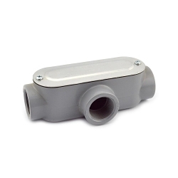 Bridgeport T-44CG 5 Series Type T Conduit Body With Cover and Gasket, 1-1/4 in Hub, 85, 30.5 cu-in, Aluminum, Enamel Painted